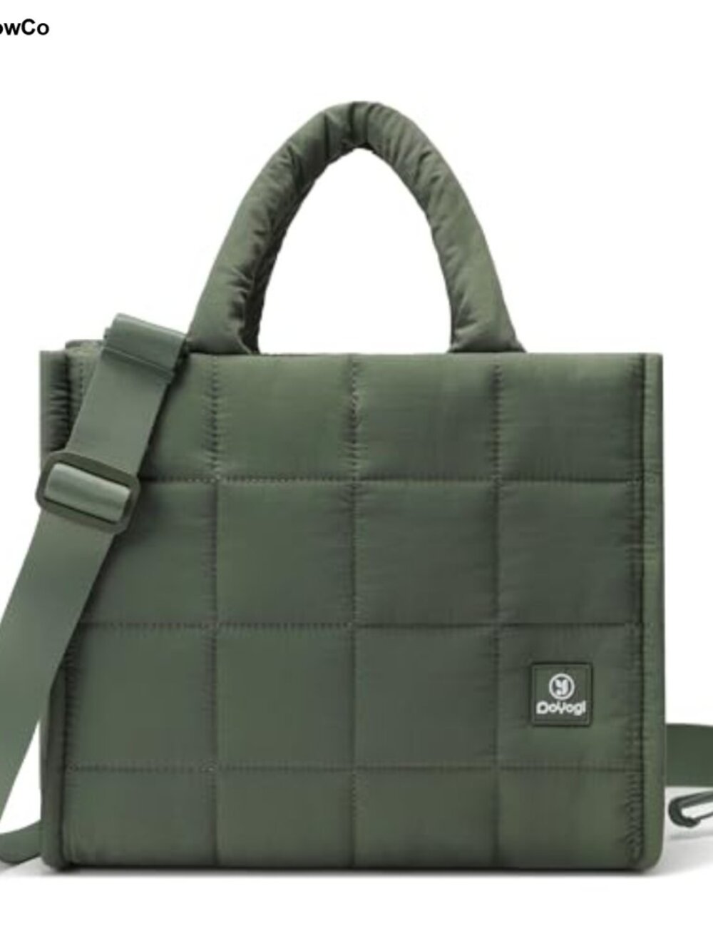 Quilted Puffer Tote Bag with Crossbody Strap, Adjustable Shoulder Bag for
